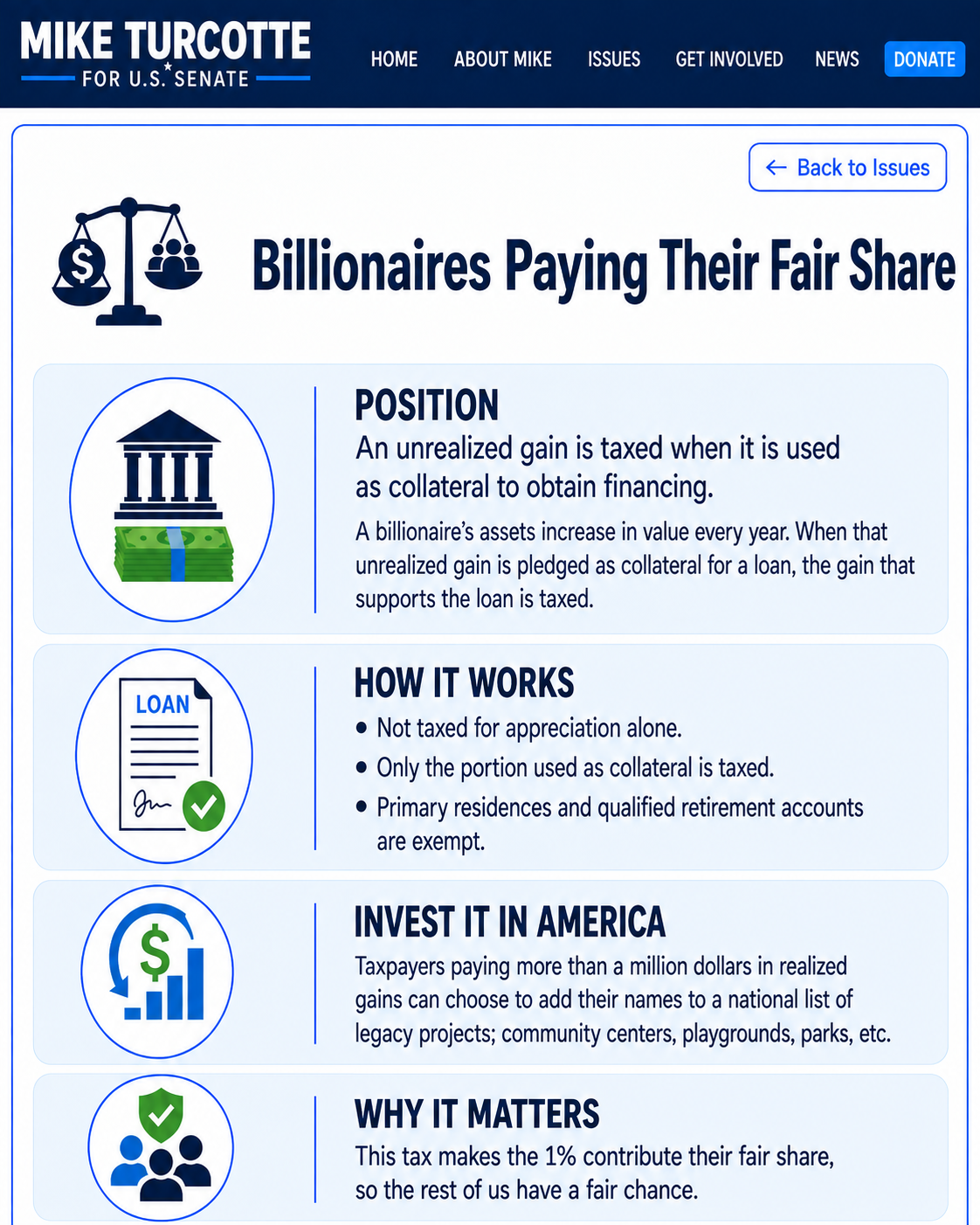 Billionaires Paying Their Fair Share campaign page